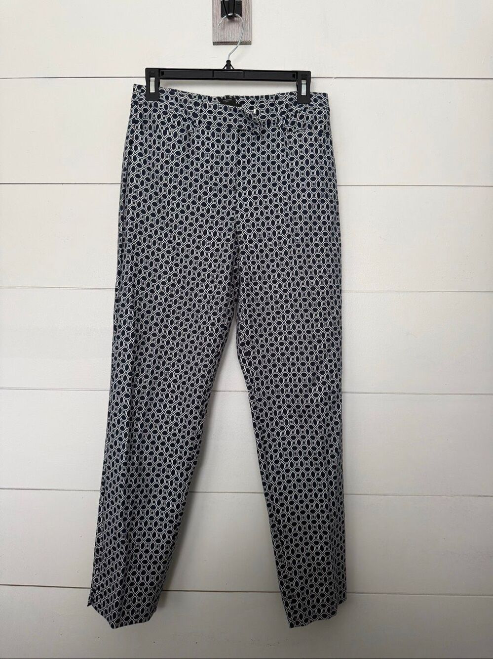 Talbots Women’s 2 Hampshire Curvy Navy Blue White Chino Pants Ankle